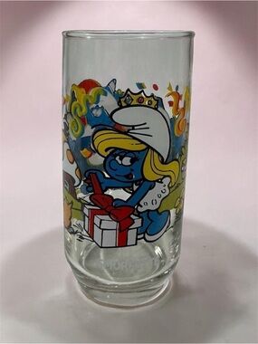 Hardees Smurfette Christmas Glass
